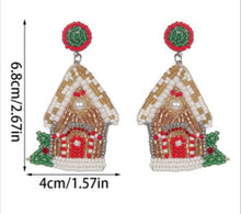 Load image into Gallery viewer, Beaded Gingerbread House Earrings