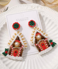 Load image into Gallery viewer, Beaded Gingerbread House Earrings