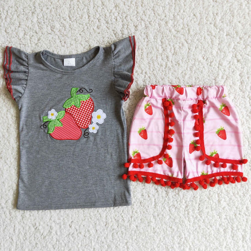 Strawberries & Pompom Shorts