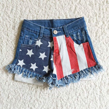 Load image into Gallery viewer, USA &amp; Distressed Denim Shorts - ETA Mid/Late May