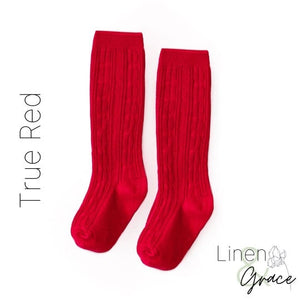 Valentines Cable Knit & Lace Top Knee Highs